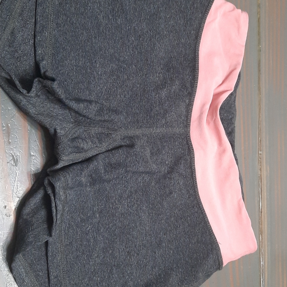 pink and grey spandex shorts